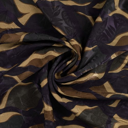 Viskose Jacquard - Abstrakt Leaves - Wera - dark brown