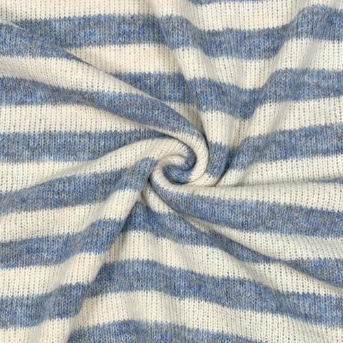 Woll Strick - Ringel - jeansblau/natur