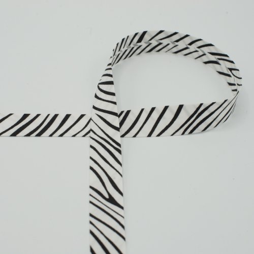 Schrägband - Baumwolle - Tiger - 18 mm - black/white
