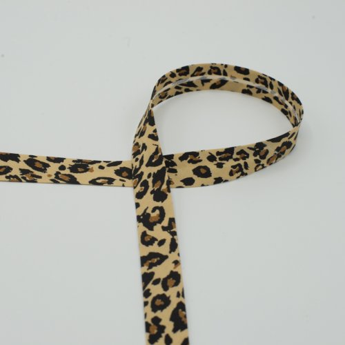 Schrägband - Baumwolle - Leopard - 18 mm - black/brown