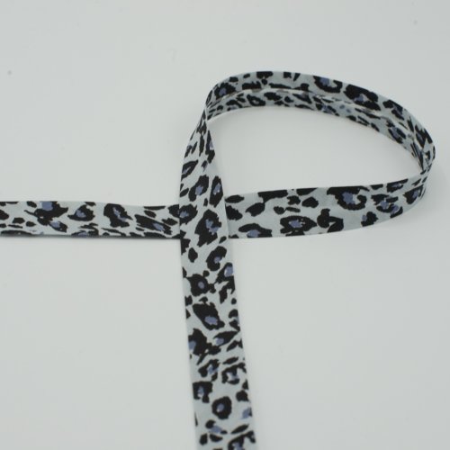 Schrägband - Baumwolle - Leopard - 18 mm - black/blue
