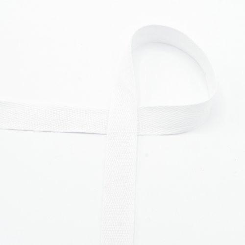 Baumwoll - Twill Band - uni - weiß