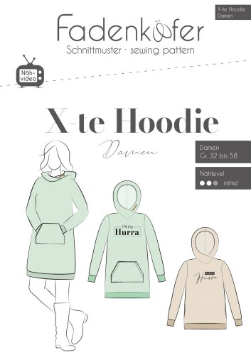 Papierschnittmuster - X-te Hoodie - Damen - Fadenkäfer