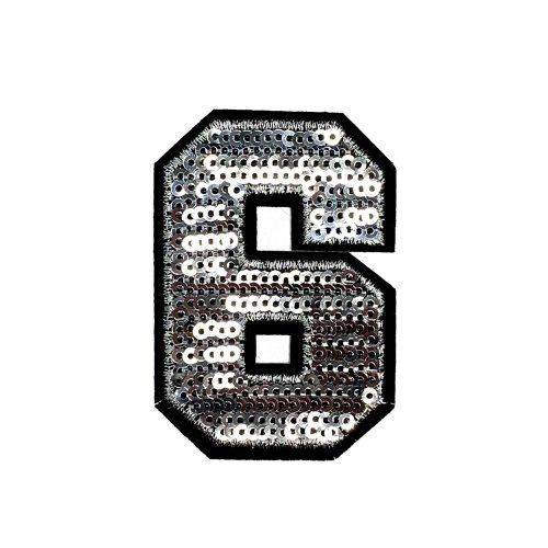 Applikation - Aufbügler - Zahlen - Pailetten silber - 6