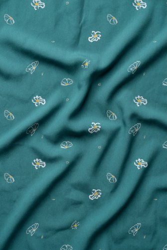Viskose Twill mit LENZING™ ECOVERO™ Fasern - Floaty Flower - teal - Mind the Maker