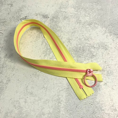 Reißverschluss - nicht teilbar - 20 cm - bicolour - gelb/rosa