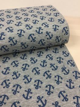 Bio Jacquard - 3D Relief Anker - grau/blau - Hamburger Liebe