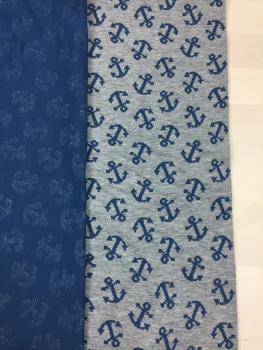 Bio Jacquard - 3D Relief Anker - grau/blau - Hamburger Liebe