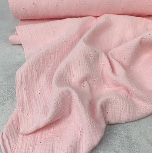 Musselin - Curling Embroidery - hellrosa