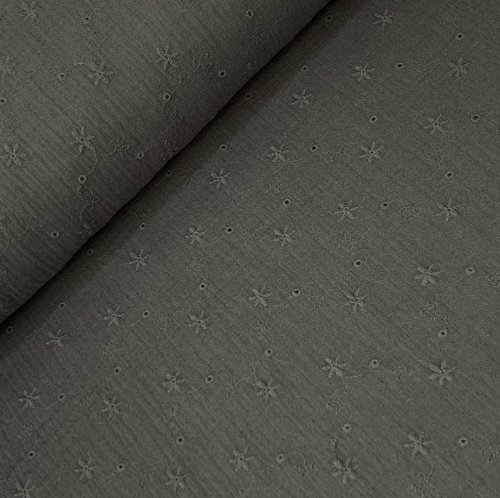 Musselin - Curling Embroidery - khaki