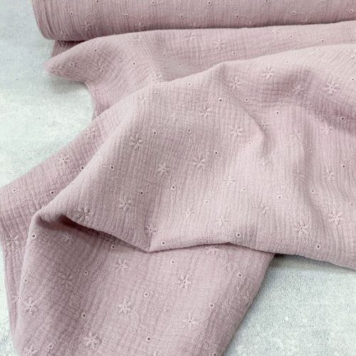 Musselin - Curling Embroidery - rosa