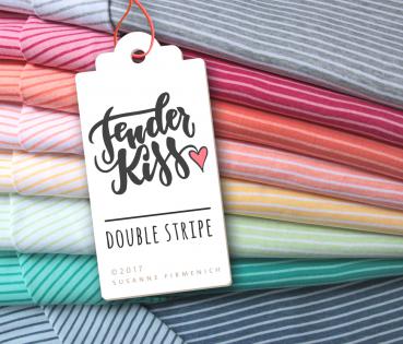 Bio Jacquard - Doubleface - Double Stripe - grau/weiß - Tender Kiss - Hamburger Liebe
