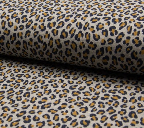 RESTSTÜCK 2,30m !!! - French Terry - Leoprint - Glitzer senf