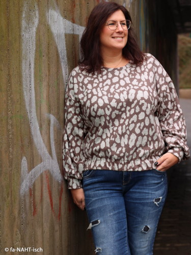 Jacquard Jersey - Emily Leo - naturweiß/peppercorn