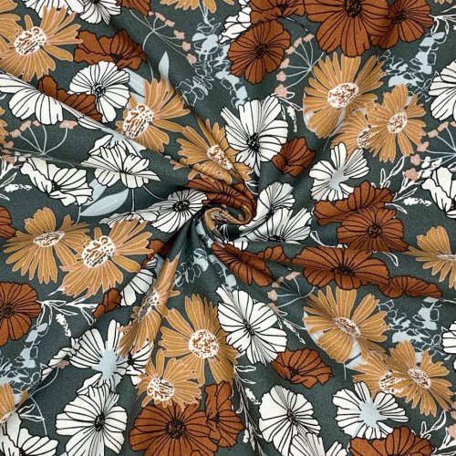 Baumwolle - Flower Child - hunter green - Wallflower - Cotton and Steel