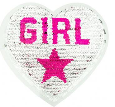 Applikation - Wendepailletten - Herz - Happy Girl - Aufnäher