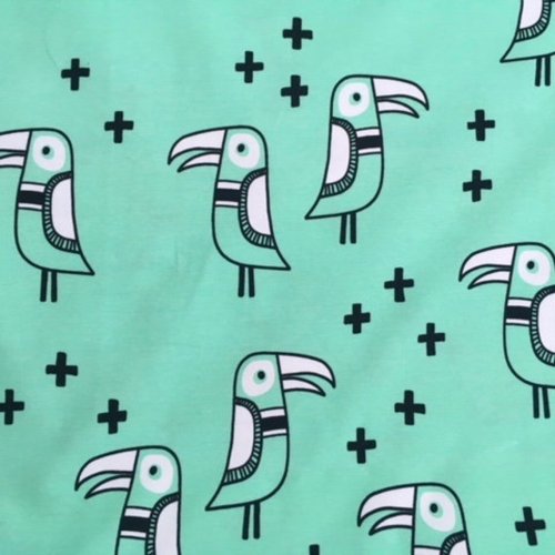 B-WARE !!! - RESTSTÜCK 1,80m !!! - Bio Sweat Big Bird - türkis - Mono - Hamburger Liebe