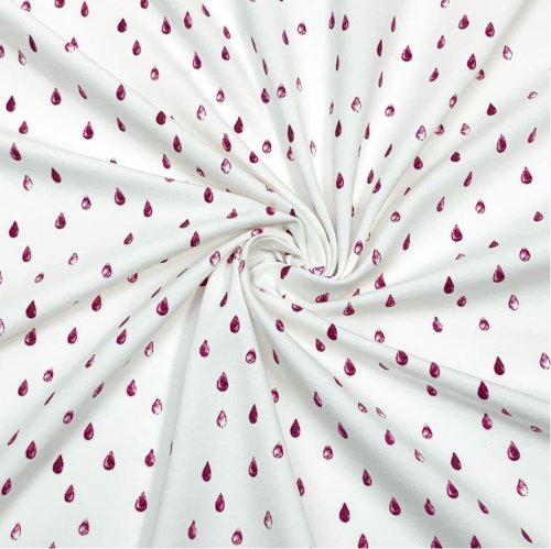 Bio Baumwolljersey - Raindrops - fuchsia