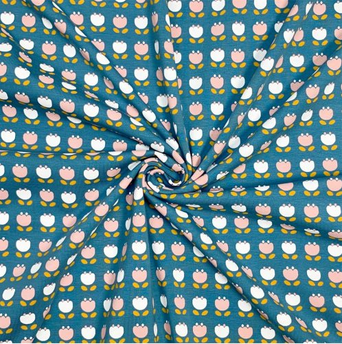 Preview: RESTSTÜCK 1,0m !!! - Bio Jersey - Retro Tulip - blau