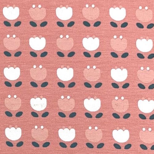 Preview: RESTSTÜCK 1,20m !!! - Bio Jersey - Retro Tulip - rosa