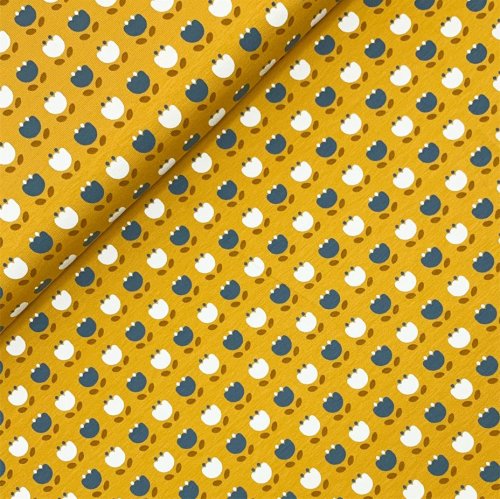 RESTSTÜCK 0,80m !!! - Bio Jersey - Retro Tulip - senf