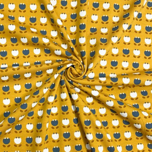 Preview: RESTSTÜCK 0,80m !!! - Bio Jersey - Retro Tulip - senf