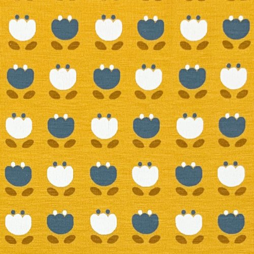 Preview: RESTSTÜCK 0,80m !!! - Bio Jersey - Retro Tulip - senf