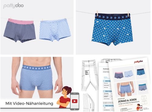 Papierschnittmuster - Jonas & John - Boxershorts - Herren & Jungs - Pattydoo