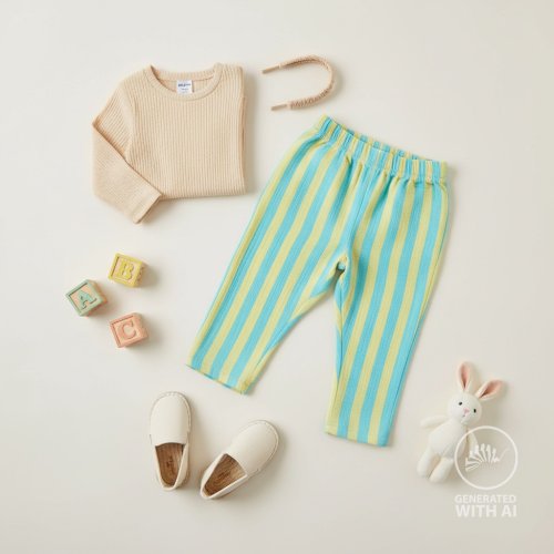 Preview: Musselin - Ciara Streifen - türkis/gelb