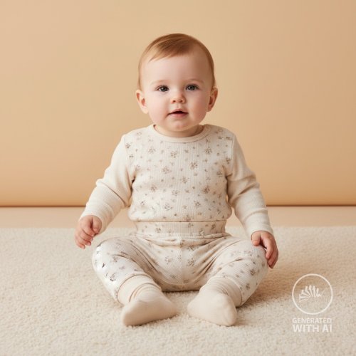 Preview: Ripp Jersey - Haley Flowers - ecru/dusty brown