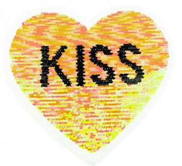 Applikation - Wendepailletten - Herz Kiss - Aufnäher