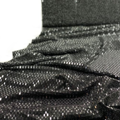 RESTSTÜCK 60cm !!! - Jersey - Elastic - Rechtecke - Glitzer - silber
