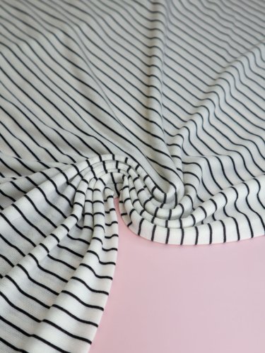 Preview: Merino Strick Jersey mit TENCEL™ - Miles - white stripe - MeetMilk