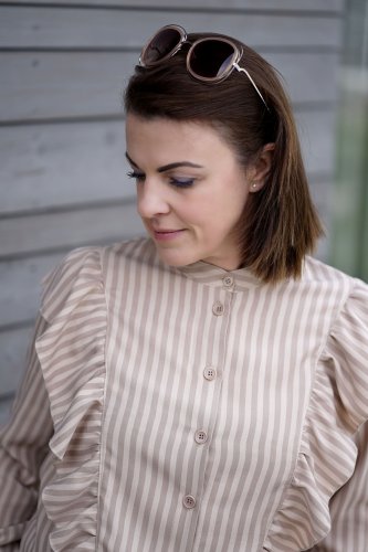 Two Tone Stripe Twill mit TENCEL™ - warm sand - MeetMilk