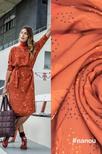 Viskose - Nanou Flower - golden dots - brown - Fibremood