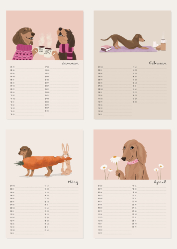 Preview: Wandkalender - Dackelkalender - A4 - Alfie´s Greetings