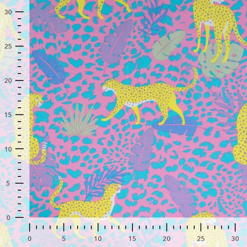 Baumwoll Voile - Meino Leo - rosa/gelb