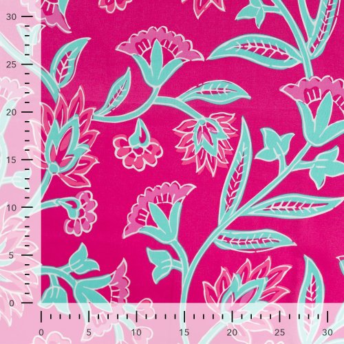 Baumwoll Voile - Annabella Flowers - fuchsia/türkis