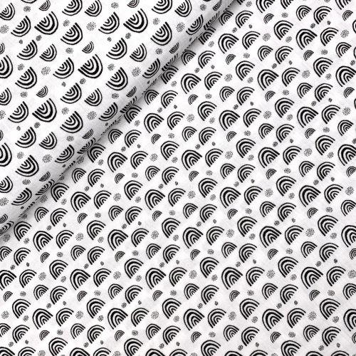 Preview: Musselin - Rainbow & Dots - ecru