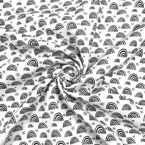 Preview: Musselin - Rainbow & Dots - ecru