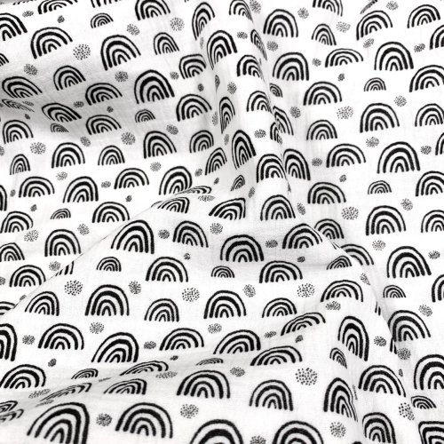Musselin - Rainbow & Dots - ecru