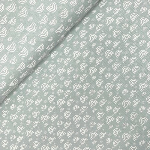 Preview: Musselin - Rainbow & Dots - mint
