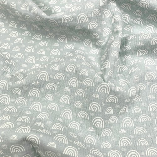 Musselin - Rainbow & Dots - mint