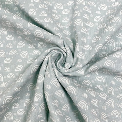 Preview: Musselin - Rainbow & Dots - mint