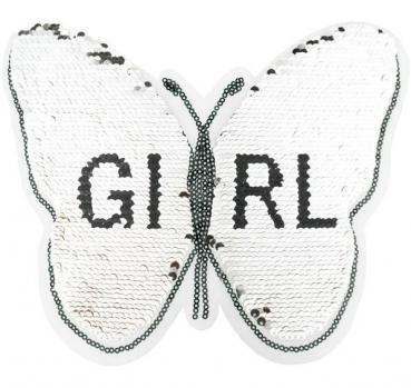 Applikation - Wendepailletten - Schmetterling Girl - Aufnäher