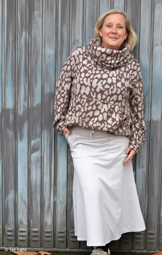 Jacquard Jersey - Emily Leo - naturweiß/peppercorn