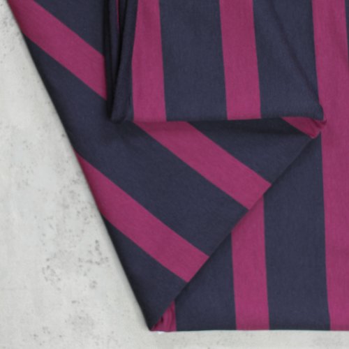 RESTSTÜCK 0,80m !!! - Bio Sweat - Stripe Sava mit TENCEL™ Modal - dark navy/cherry - meetMilk