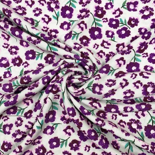 Viskose Druck - Maelle - Blumen - flieder/lila