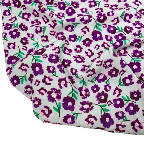 Viskose Druck - Maelle - Blumen - flieder/lila