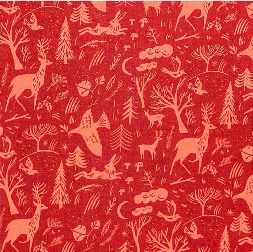 Baumwolle - Winterwald - rot - Nostalgic Christmas - Rico Design